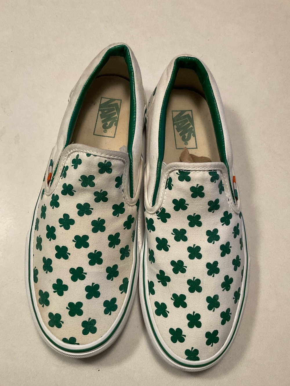 Vans RARE Slip On Shamrock Irish Flag.